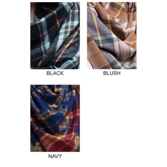 Black Multi Color Tartan Plaid Soft Brushed Women's Winter Casual Fall Scarf - Picture 3 of 3